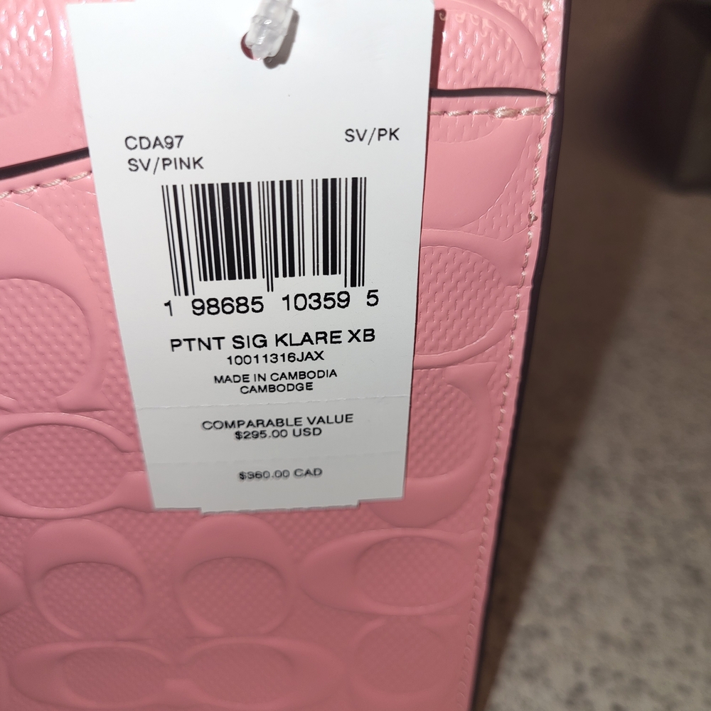 Coach Pink Embossed Chain Shoulder Bag - Picture 4 of 8